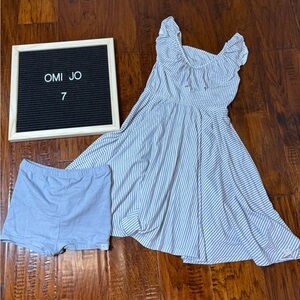 Omi Jo Striped Grey and White Dress with Shorts